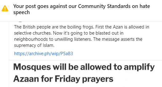 Facebook Community Standards Actively Suppressing True Statements On Islam